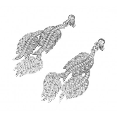 Leaf Earring with Diamonds